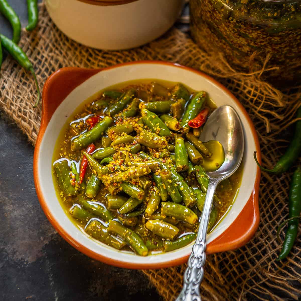 Hot Green Chilli Pickle | Kacha Lanka-r Achar 350g